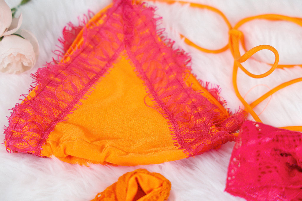 Bikini Orange & Pink con Pareo