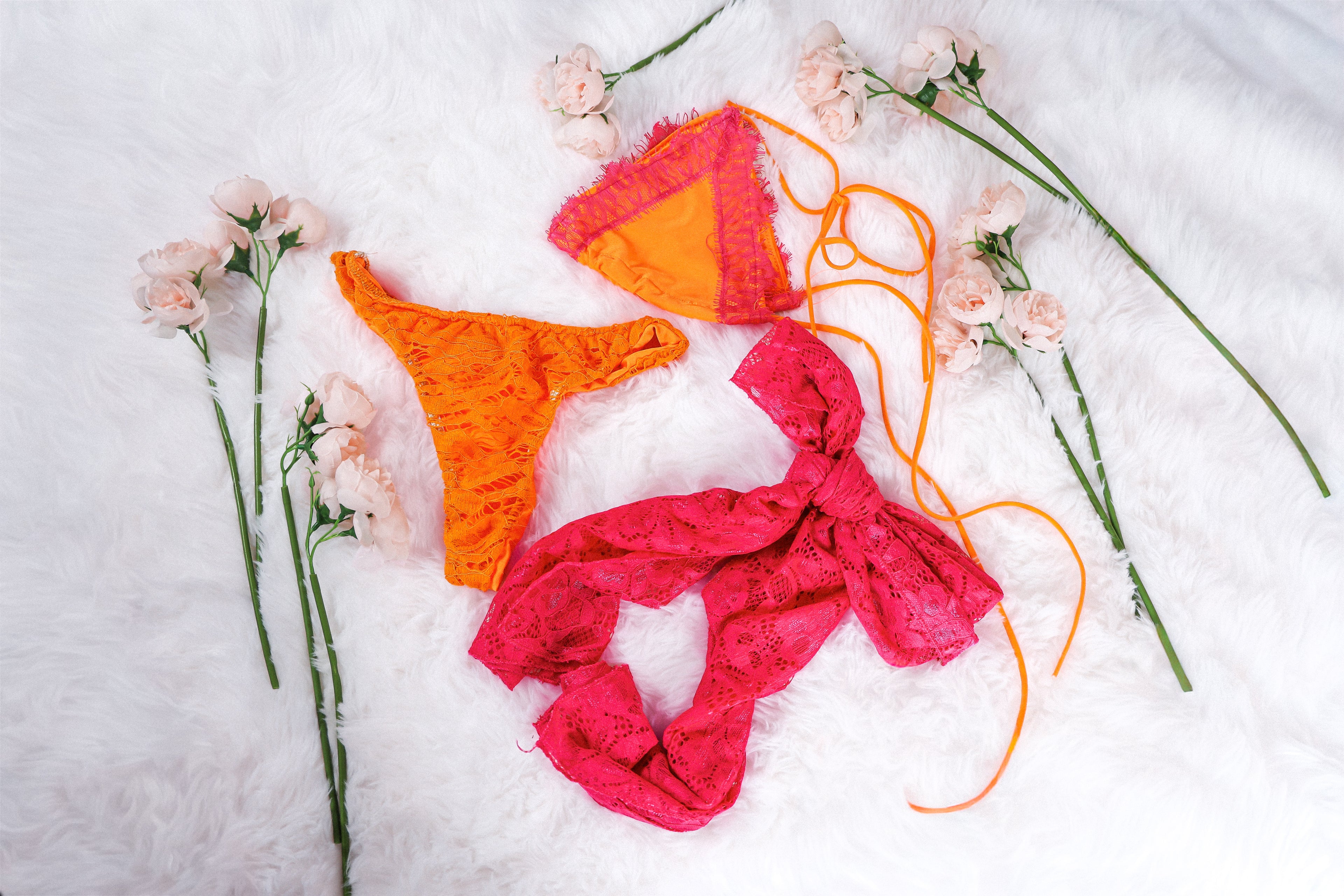 Bikini Orange & Pink con Pareo