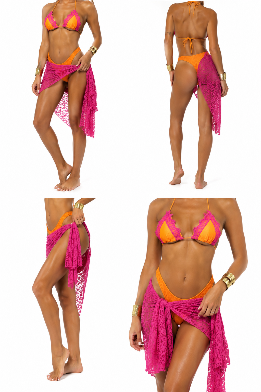 Bikini Orange & Pink con Pareo